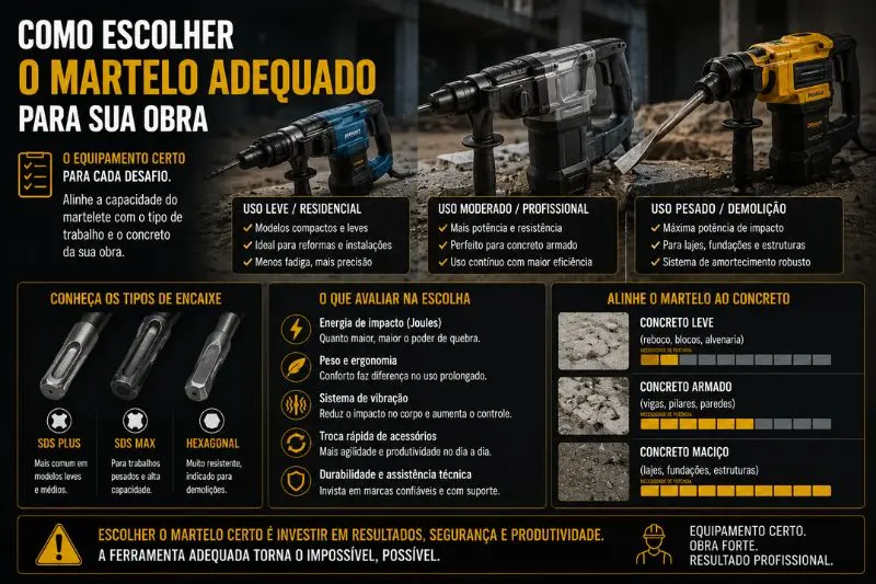 Como escolher o martelo adequado para sua obra